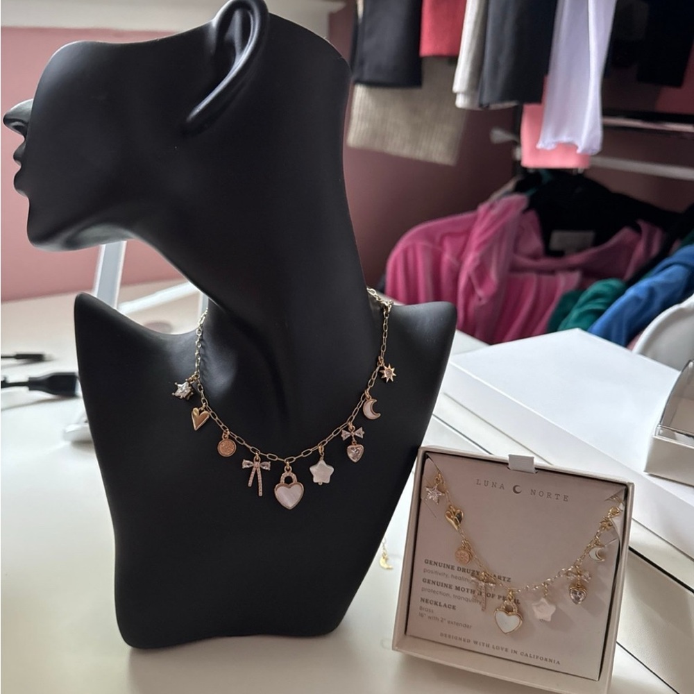 Luna Norte Bow Charm Necklace: Brand New